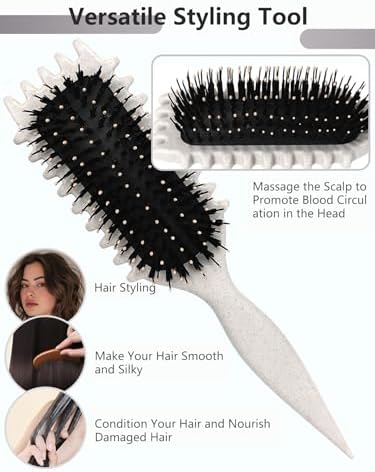 Beige Curl Defining Brush for Curly Hair – Detangling & Styling Brush for Women & Men, Defines 2A to 4C Curls, Reduces Frizz, Perfect for Wet & Dry Hair (Beige) - Image 4