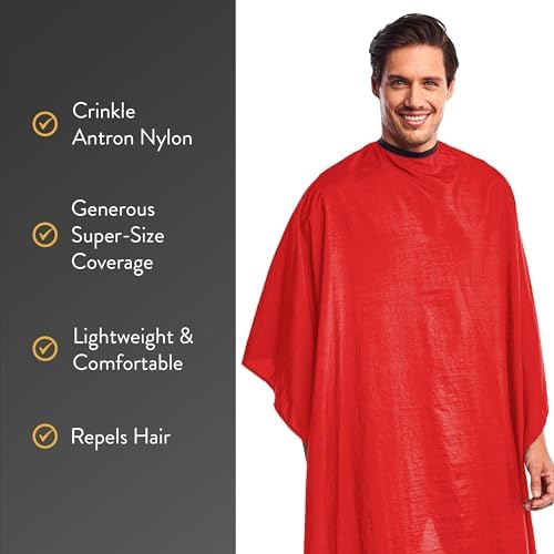 Betty Dain Crinkle Nylon Hair Cutting Cape, 54" x 60", Red - Image 3