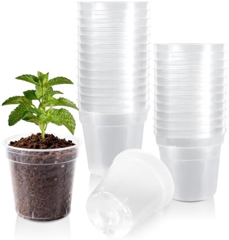 30 Pcs 2 Inch Clear Mini Nursery Pots, Seedling Pots with Drainage Holes by Unknown