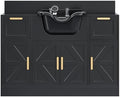 OmySalon Salon Station, Barber Station for Hair Stylist, Storage Cabinet with Shampoo Bowl, Drawer, Backwash Sink, UPC Certified Sprayer Faucet, for Beauty Salon Spa, Black by OmySalon