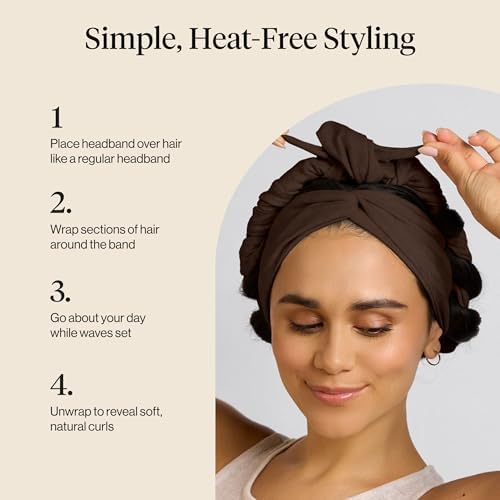 Kitsch Set & Flow Active Heatless Curling Headband For Women - Brown, 1pc - Image 6