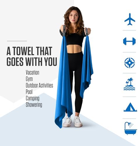 VENTURE 4TH Quick Dry Microfiber Towel for Camping & Gym - Blue Large - Image 2