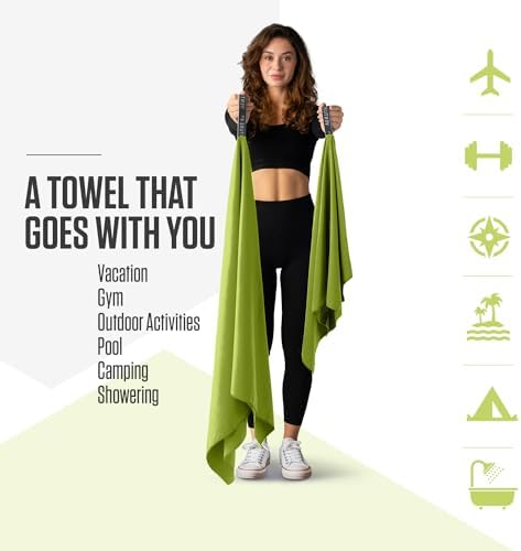 VENTURE 4TH Quick Dry Microfiber Towel for Camping & Gym - Lime Medium - Image 2