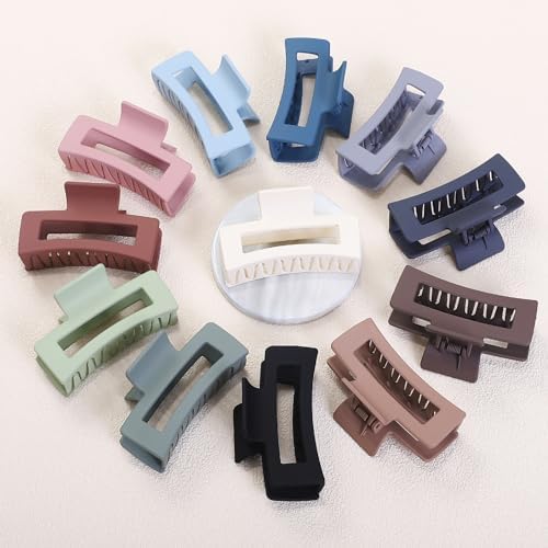 Sisiaipu Hair Accessories - 12 Pcs 3.5 Inch Square Rectangle Jaw Clips for Women and Girls, Multicolor, Thick and Thin Hair - Image 3