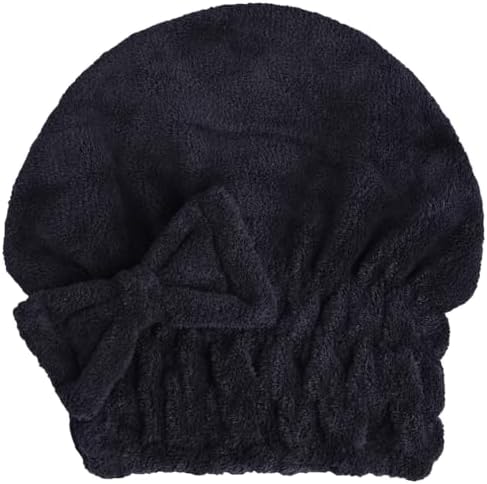 HOPESHINE Microfiber Hair Towel Cap for Women Wet Short or Long Curly Hair Super Absorbent Turbans Anti Frizz Great Gift for Women and Girls (Black, 1) by HOPESHINE