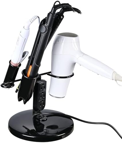 BYOOTIQUE 5-Hole Tabletop Blow Dryer Hair Iron Holder with 3 Outlets Pack 2 - Image 2