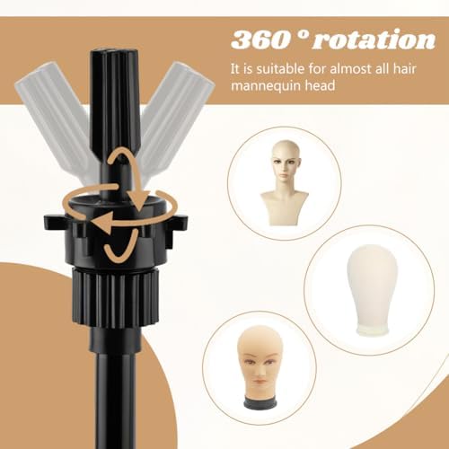 Adjustable Wig Stand Tripod, 14.5‑21.8 Inch Mannequin Head Holder - Image 6