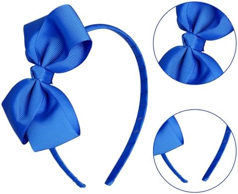 baotongle 11pcs Royal Blue School Hair Accessories Set Uniform Hair Bow Headband Clips Hair Ties Curly Bows for Little Toddler School Girls (Royal Blue) - Image 6