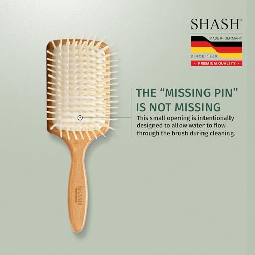 Made in Germany - SHASH Large Paddle Hair Brush, Thick And Curly Hair - Detangler With Long Pins & Rubber Cushion - Helps Detangle Knots, Eliminate Frizz, Reduce Pulling & Snagging - Image 4
