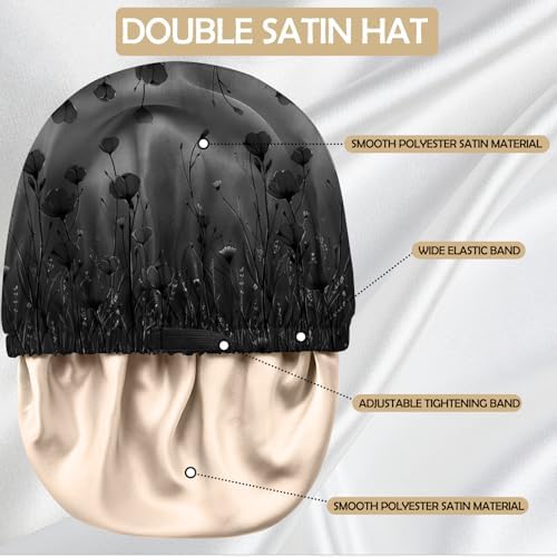 Satin Hair Bonnet Silk Bonnet for Sleeping Double Layer Elastic Adjustable Reusable Cute Aesthetic for Women Girls - Image 4