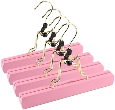 Hair Extension Hanger 4PCS Wooden Storage Holder for Hairpieces Pants Hanger for Clothes Pants Carrier Wig Holder with Double Anti-Slip Stickers by GlamorDove