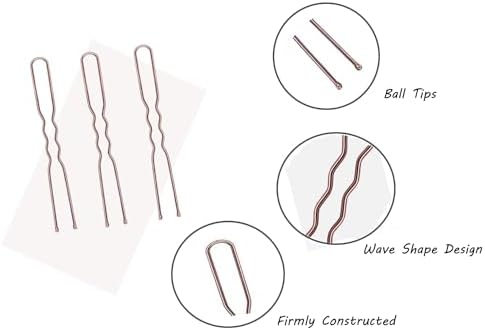 2.4 Inch U Shaped Brown Hair Bobby Pins Metal Clips Twisted Curved Ball Tips Non-slip Decorative Thick Long Short Women Girls Nickel Free Hairdressing Wedding Accessories with Case 100 PCS - Image 3