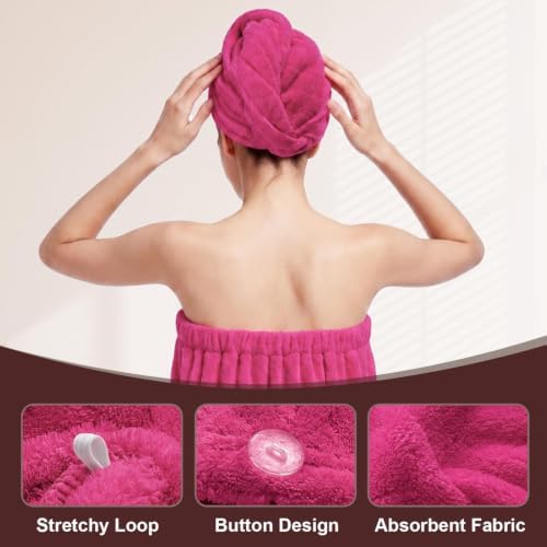 Oversized Bath Towel Wrap for Women with Plus Size Hair Dry Towel Set - Image 7