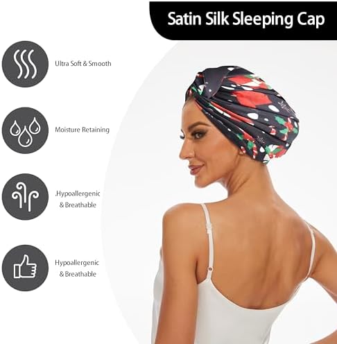 Christmas Adjustable Silk Bonnet Satin Curly Hair Wrap for Sleeping Women - Image 3
