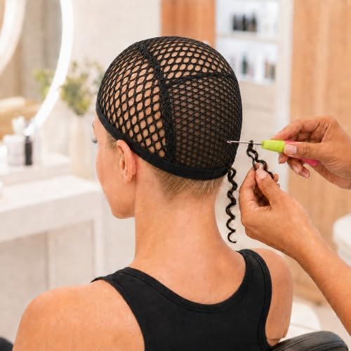 3 Pack Black Large Crochet Wig Caps for Wig Making - Image 7