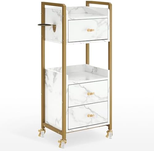 BarberPub Salon Cart with Lockable Wheels, Rolling Cart 2478 (White) by BarberPub