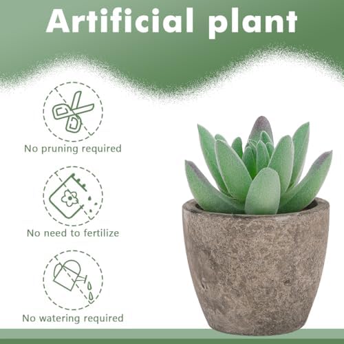 Woration 6 Style Green Artificial Small Succulents Fake Plants Potted - Image 5