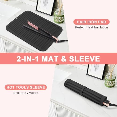 Silicone Heat Resistant Mat for Hair Tools, Oversize, Black - Image 5