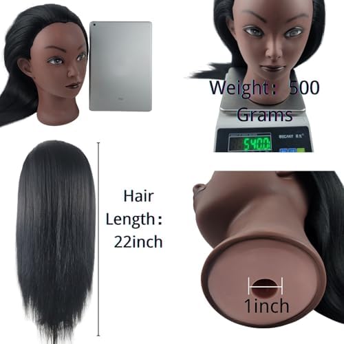 Practice Hair Mannequin Head for Braiding Hairstyling,Yaki Texture Black Head Mannnequin with Hair for Kids - Image 4