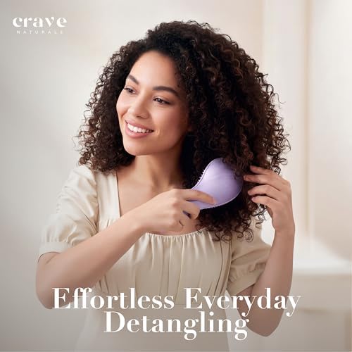 Crave Naturals Detangling Hair Brush Large Purple – Glide Thru Hair Detangler Brush for Women, Kids & Toddlers – Gentle Scalp Care, No-Pain Tangle-Free Hairbrush for All Hair Types - Image 4
