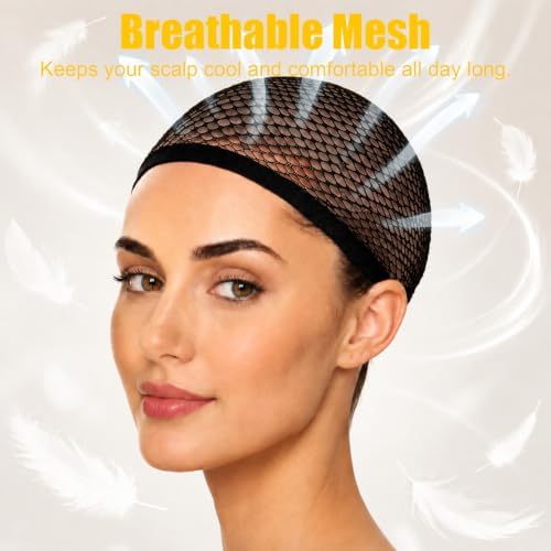 2PCS Black Wig Caps, Breathable Hair Net for Women Non Slip - Image 3