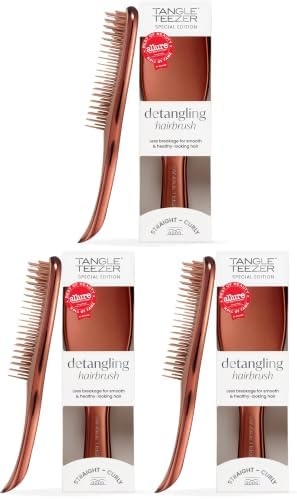Tangle Teezer Chrome Ultimate Detangler Brush for Wet & Dry Hair, Eliminates Knots & Reduces Breakage for Straight to Curly Hair Types, Chocolate Bronze (Pack of 3) by TangleTeezer
