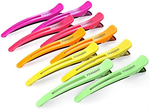Framar Neon Creaseless Hair Clips 10 pack, Hair Styling Clips by FRAMAR