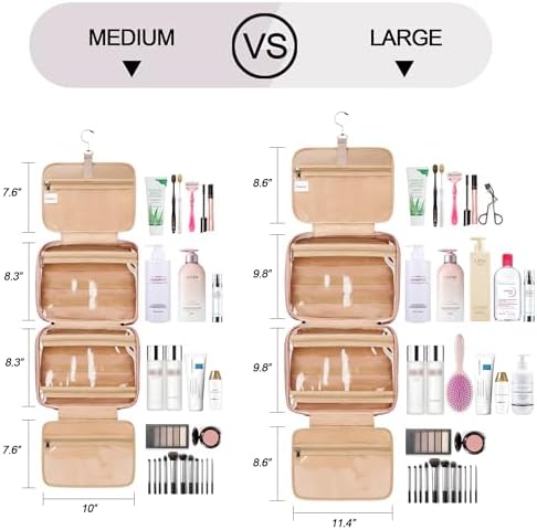Travel Hanging Toiletry Bag for Women, Extra Large Makeup Bag, Holds Full-Size Shampoo, with Jewelry Organizer Compartment, Waterproof Cosmetic Bag, Toiletries Kit Set with Trolley Belt, Baby Pink - Image 2