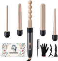 Curling Wand 5 in 1 Hair Curlers Iron Set with 5 Interchangeable Ceramic Tourmaline Barrel for Long Short Hair Styles Curling Irons Set Fast Heating Hair Cripmer for Women Gift by Homfu