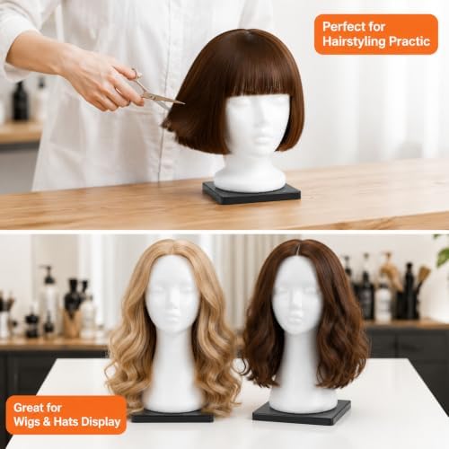 Foam Mannequin Wig Head Stands Hat Display Stand Non Topple Cosmetology Manikin Wig Head Styling Holder Base for Tabletop Display Style Model Salon for Cap Headdress Excluding Model - Image 3