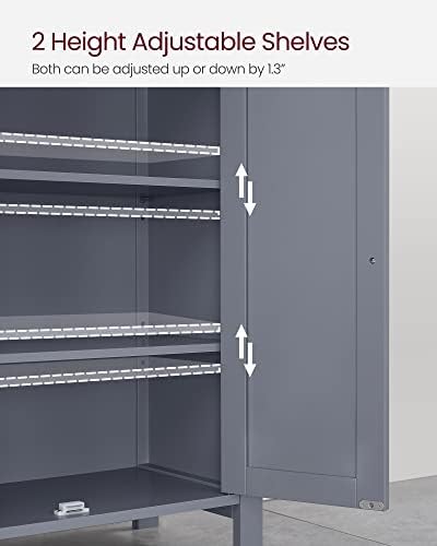 VASAGLE Bathroom Floor Storage Cabinet, 2 Adjustable Shelves,Slate Gray - Image 5