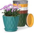 6 Inch Plant Pots, 6 Pack Indoor Flower Pots, Planters with Drainage Holes and Trays for Orchids, Violets, Succulents, Herbs, and Other Plants,Corolful by SQKH