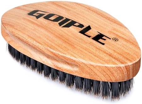 360 Curved Wave Brush For Men & Beard - Soft Hard Palm Wave Hair Brushes Wave Styler Great for Wolfing - Made with Beech Mix Nature Boar Bristle Brush for Barbers & Daily Use Black Hair (Coffee) by Goiple