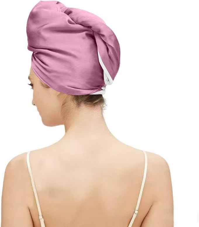 Satin Microfiber Hair Towel Wrap for Quick Drying & Anti-Frizz - Super Absorbent, Hair Turbans for Wet Hair, Ideal for Long, Short, Curly Hair (Pink) - Image 4