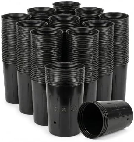 100 Pack Tall Tree Pot 5.9'' x 7.8'', Black Plastic Deep Nursery Pots, Soft Deep Seedling Pots for Seed Starting, Plant Starter Cups with Drainage Holes for Flowers, Cuttings & Transplanting by Ferrochef