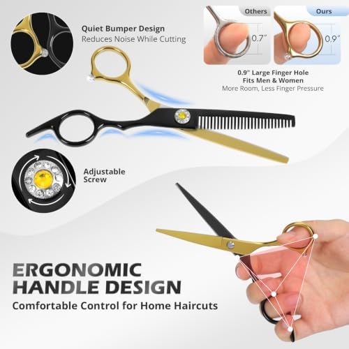 21Pcs 440C Hair Cutting Scissors Kit, Hair Scissors & Thinning Scissors Set - Image 5