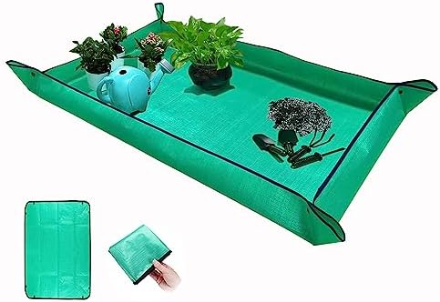 BIUWING Extra Large Plant Repotting Mat,Thickened Waterproof for Indoor Plant Transplanting and Mess Control,Foldable Succulent Portable Gardening Mat (43'*30',Green) by BIUWING