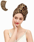 Satin Microfiber Hair Towel Wrap for Quick Drying & Anti-Frizz - Super Absorbent, Hair Turbans for Wet Hair, Ideal for Long, Short, Curly Hair (Leopard) by SereLune