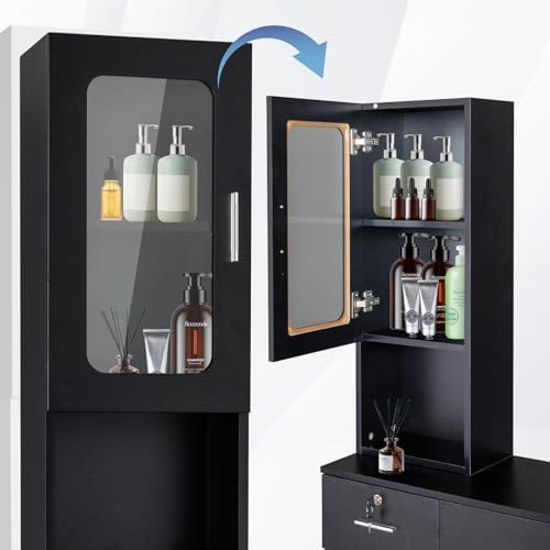 Winado Wall Mount Barber Salon Station, Makeup Vanity Desk with Cabinet - Image 5