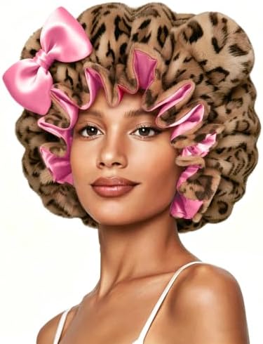 Plush Satin Bonnet for Sleeping with Bow, Cozy Winter Bonnet by Vettres