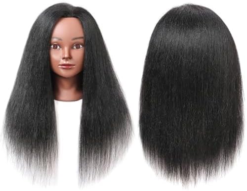 SOPHIRE 16" 100% Real Hair Mannequin Head with stand, Hairdresser Cosmetology Mannequin Manikin Training Practice Doll Head for Braiding Hairstyling - Black - Image 2