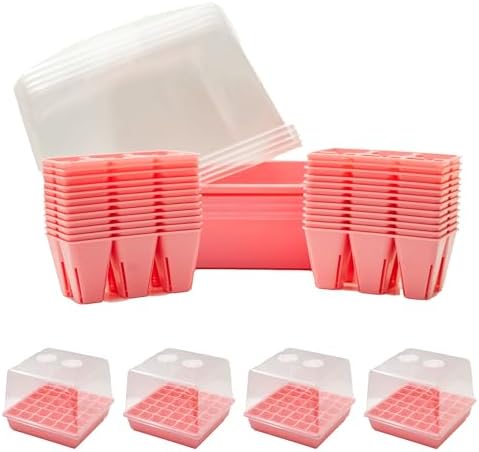 Bootstrap Farmer Countertop Seed Starter Kit in Pink, Reusable 1010 Tray Bundle with Inserts and Humidity Dome by BootstrapFarmer