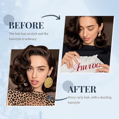 Heatless Hair Curler Heatless Curls Overnight Heatless Blowout with Luxury Cloth Bag Silk Scarf, Curling Rod Headband to Sleep in No Heat Curling with (Blue, 3Rods) - Image 3