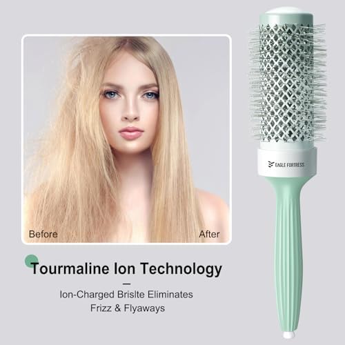 Eagle Fortress Round Brush for Blow Out, Thermal Ceramic Hair Brush for Blow Drying with Ionic Bristle for Professional Blowout Brushing - Green, 1.69 inch - Image 4
