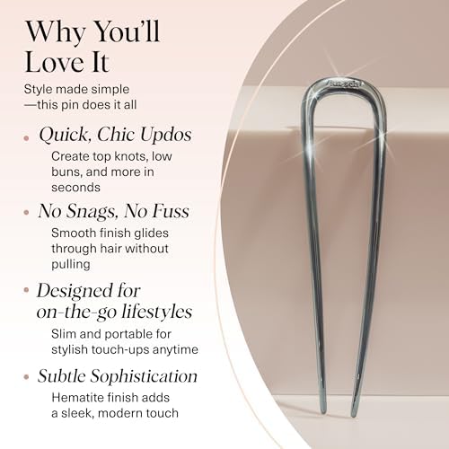 Kitsch French Hair Pins for Women | Secure Hold All Day - Hematite, 1pc - Image 3