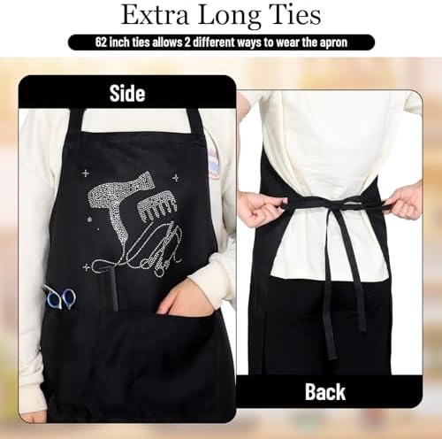 Auidy 6TXD 2pcs Hair Stylist Apron, Hairdresser Barber Apron with 3 Pockets - Image 4