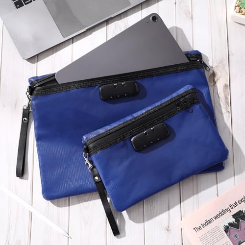 Nezyo 2 Pcs Fireproof Document Bag with Lock, Waterproof Money Pouch,Blue - Image 5