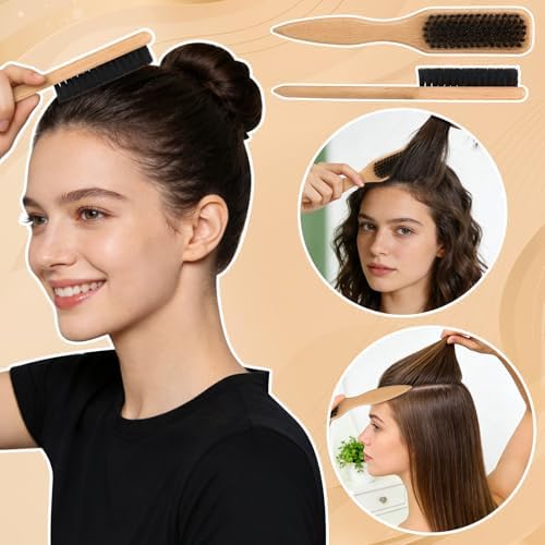 Boar Bristle Hair Brush, Slick Back Hair Brush, Hair Wax Stick and Spray Bottle for Women Men Sectioning Smoothing Parting Flyaways Hairs - Image 5