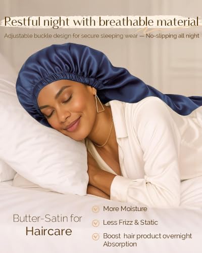 YANIBEST Adjustable Satin Sleep Bonnet, Double Layer Extra Long Hair Bonnet - Image 2