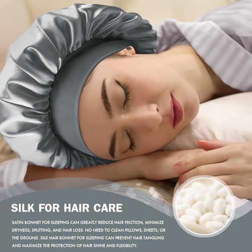 Satin Silk Bonnet for Hair, Double Layer Sleep Cap for Men & Women - Image 4